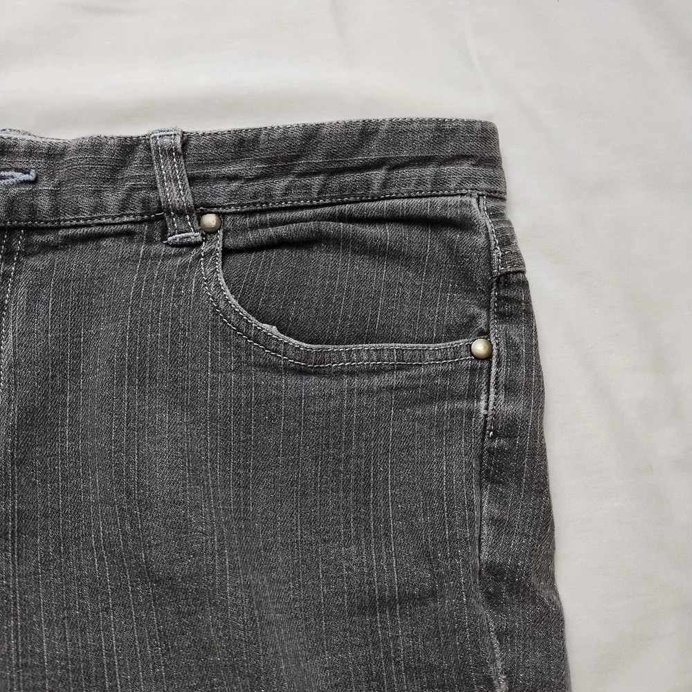 Madison Jeans Gray Stripe Women's Size 12 Denim (35x29.5) Retro 90s Straight Leg - Picture 4 of 16